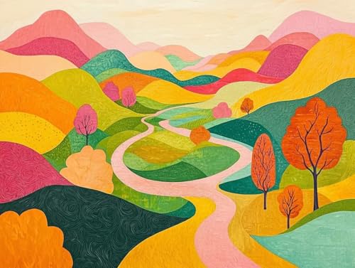 Malen Nach Zahlen Erwachsene, Malen Nach Zahlen Kinder ab 7-10, Handgemalt Ölgemälde Kreativ Set, Bunt Idyllische Paint by Numbers, Home Office Wand Dekoration, Geburtstag Geschenk (60x80cm) H-12 von Keoxco