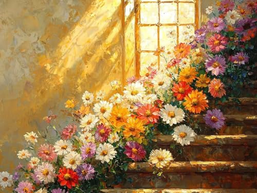 Malen Nach Zahlen Erwachsene, Malen Nach Zahlen Kinder ab 7-10, Handgemalt Ölgemälde Kreativ Set, Frühling Blumen Paint by Numbers, Home Office Wand Dekoration, Geburtstag Geschenk (50x70cm) H-23 von Keoxco