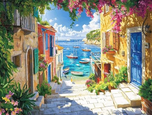 Malen Nach Zahlen Erwachsene, Malen Nach Zahlen Kinder ab 7-10, Handgemalt Ölgemälde Kreativ Set, Villa Landschaft Paint by Numbers, Home Office Wand Dekoration, Geburtstag Geschenk (20x30cm) H-3 von Keoxco