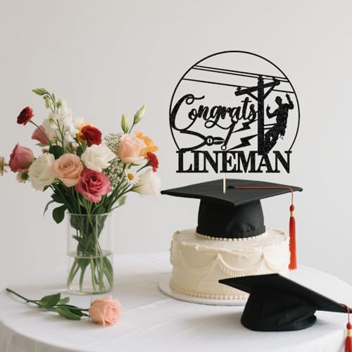 Keoysek Tortenaufsatz mit Aufschrift "Congrats Grad", schwarzer Glitzer, für Elektriker / Klasse 2025, Elektriker, Lineman, Abschlussfeier, Party-Dekoration Keoysek Tortenaufsatz mit Aufschrift "Congrats Grad", schwarzer Glitzer, für Elektriker / Klasse 2025, Elektriker, Lineman, Abschlussfeier, Party-Dekoration von Keoysek