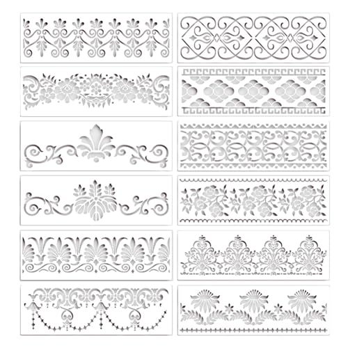 Kepgapo 12 StüCk Blumenrand-Schablonen, Mandala-Schablonen, Wiederverwendbare Schnitt-Malvorlagen für DIY-Bastelschablonen, 12 X 3,9 Kepgapo 12 StüCk Blumenrand-Schablonen, Mandala-Schablonen, Wiederverwendbare Schnitt-Malvorlagen für DIY-Bastelschablonen, 12 X 3,9 von Kepgapo