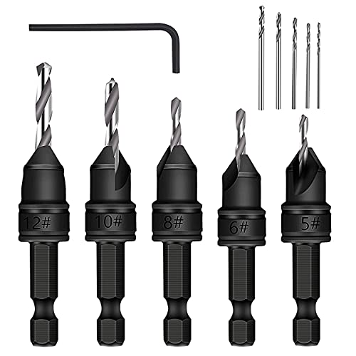 Kepgapo 5-Teiliges Set mit 3/8- Schnell Wechseln Bohrern mit 82° Fase, Verstellbaren HSS Bohrern, Senkkopf Loch Bohrer Werkzeug Kit Kepgapo 5-Teiliges Set mit 3/8- Schnell Wechseln Bohrern mit 82° Fase, Verstellbaren HSS Bohrern, Senkkopf Loch Bohrer Werkzeug Kit von Kepgapo