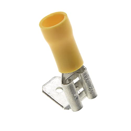 6,35-mm-Crimp-Klemmen-Mehrfachsteckverbinder, 100 Stück - 24A, gelb, Schrumpfschlauch-Steckverbinder, Doppel-Schnellkupplung, PVC halbisolierte Huckepack-Verbindung, männlich/weiblich von Keple