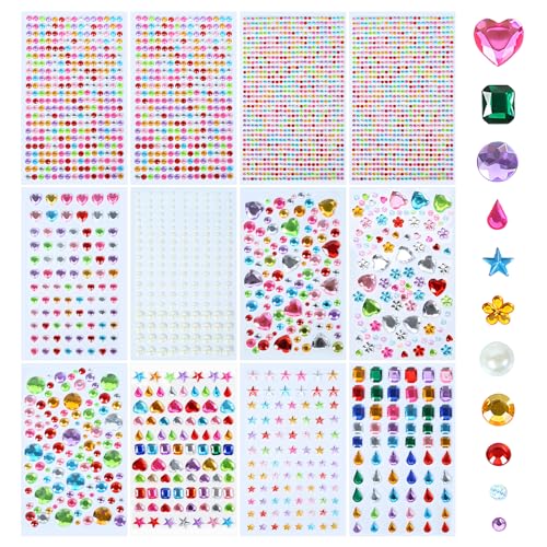 3300 Stück Glitzersteine Selbstklebend, Bunt Strasssteine Selbstklebend, 10 Blätter Schmucksteine Aufkleber,für Gesicht, Körper, Nägel und Handwerke, Fotorahmen, Grußkarten 3300 Stück Glitzersteine Selbstklebend, Bunt Strasssteine Selbstklebend, 10 Blätter Schmucksteine Aufkleber,für Gesicht, Körper, Nägel und Handwerke, Fotorahmen, Grußkarten von Keratobleem