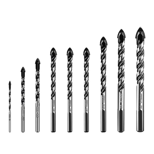 9 Stück Glasbohrer Set,Professionelles Fliesenbohrer Glasbohrer Set(3/4/5/6/6/6/8/10/12mm),für Verschiedene Materialien, Fliesen, Glas, Keramik, Porzellan, Holz, Spiegeln und Mauerwerk von Keratobleem