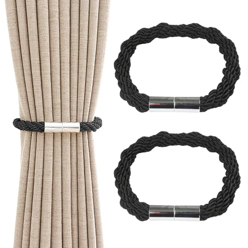 Keratobleem 2 Stück Magnetische Vorhang Raffhalter,Schwarz Raffhalter für Vorhänge,Vorhang Clips Seil Rückwärtige Vorhang Halter Schnallen für Zuhause Schlafzimmer Büro Dekorativer Vorhang Keratobleem 2 Stück Magnetische Vorhang Raffhalter,Schwarz Raffhalter für Vorhänge,Vorhang Clips Seil Rückwärtige Vorhang Halter Schnallen für Zuhause Schlafzimmer Büro Dekorativer Vorhang von Keratobleem