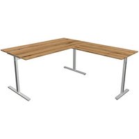 Kerkmann Form 1 Schreibtisch eiche rechteckig, T-Fuß-Gestell silber 160,0 x 80,0 cm von Kerkmann