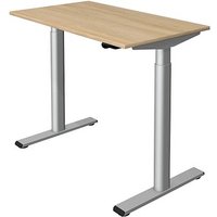 Kerkmann Move 1 base elektrisch höhenverstellbarer Schreibtisch eiche hell rechteckig, T-Fuß-Gestell silber 100,0 x 60,0 cm von Kerkmann