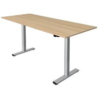 Kerkmann Move 1 base elektrisch höhenverstellbarer Schreibtisch eiche hell rechteckig, T-Fuß-Gestell silber 180,0 x 80,0 cm von Kerkmann