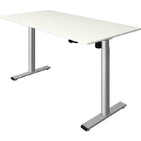 Kerkmann Move 1 base elektrisch höhenverstellbarer Schreibtisch weiß rechteckig, T-Fuß-Gestell silber 180,0 x 80,0 cm von Kerkmann