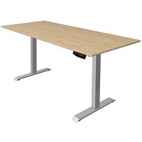 Kerkmann Move 1 elektrisch höhenverstellbarer Schreibtisch eiche hell rechteckig, T-Fuß-Gestell silber 180,0 x 80,0 cm von Kerkmann