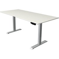 Kerkmann Move 1 elektrisch höhenverstellbarer Schreibtisch weiß rechteckig, T-Fuß-Gestell silber 180,0 x 80,0 cm von Kerkmann