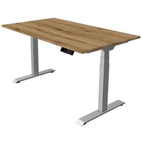 Kerkmann Move 1 stable elektrisch höhenverstellbarer Schreibtisch asteiche rechteckig, T-Fuß-Gestell silber 140,0 x 80,0 cm von Kerkmann