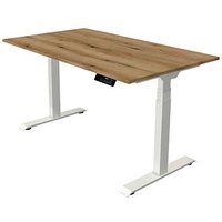 Kerkmann Move 1 stable elektrisch höhenverstellbarer Schreibtisch asteiche rechteckig, T-Fuß-Gestell weiß 140,0 x 80,0 cm von Kerkmann