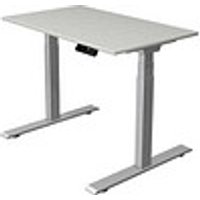 Kerkmann Move 1 stable elektrisch höhenverstellbarer Schreibtisch lichtgrau rechteckig, T-Fuß-Gestell silber 100,0 x 60,0 cm von Kerkmann