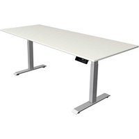 Kerkmann Move 1 stable elektrisch höhenverstellbarer Schreibtisch weiß rechteckig, T-Fuß-Gestell silber 200,0 x 80,0 cm von Kerkmann