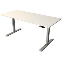 Kerkmann Move 2 elektrisch höhenverstellbarer Schreibtisch weiß rechteckig, T-Fuß-Gestell silber 180,0 x 80,0 cm von Kerkmann