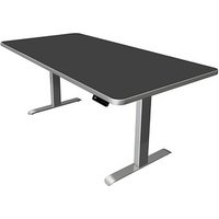 Kerkmann Move 3 Premium elektrisch höhenverstellbarer Schreibtisch anthrazit rechteckig, T-Fuß-Gestell silber 200,0 x 100,0 cm von Kerkmann