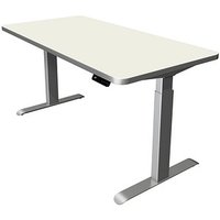 Kerkmann Move 3 Premium elektrisch höhenverstellbarer Schreibtisch weiß rechteckig, T-Fuß-Gestell silber 160,0 x 80,0 cm von Kerkmann