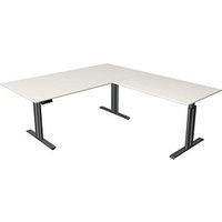 Kerkmann Move 3 elegant elektrisch höhenverstellbarer Schreibtisch weiß L-Form, T-Fuß-Gestell grau 200,0 x 220,0 cm von Kerkmann