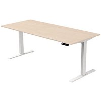 Kerkmann Move 3 elektrisch höhenverstellbarer Schreibtisch ahorn rechteckig, T-Fuß-Gestell weiß 180,0 x 80,0 cm von Kerkmann