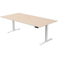 Kerkmann Move 3 elektrisch höhenverstellbarer Schreibtisch ahorn rechteckig, T-Fuß-Gestell weiß 200,0 x 100,0 cm von Kerkmann