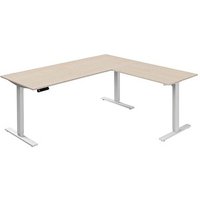 Kerkmann Move 3 elektrisch höhenverstellbarer Schreibtisch ahorn L-Form, T-Fuß-Gestell weiß 180,0 x 80,0 cm von Kerkmann