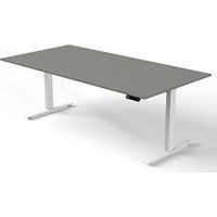 Kerkmann Move 3 elektrisch höhenverstellbarer Schreibtisch grafit rechteckig, T-Fuß-Gestell weiß 200,0 x 100,0 cm von Kerkmann
