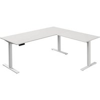 Kerkmann Move 3 elektrisch höhenverstellbarer Schreibtisch weiß L-Form, T-Fuß-Gestell weiß 180,0 x 80,0 cm von Kerkmann