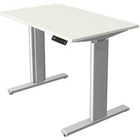 Kerkmann Move 3 elektrisch höhenverstellbarer Schreibtisch weiß rechteckig, T-Fuß-Gestell silber 100,0 x 60,0 cm von Kerkmann