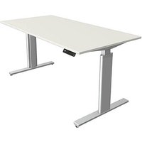Kerkmann Move 3 tube elektrisch höhenverstellbarer Schreibtisch weiß rechteckig, T-Fuß-Gestell silber 160,0 x 80,0 cm von Kerkmann