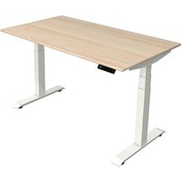 Kerkmann Move 4 elektrisch höhenverstellbarer Schreibtisch ahorn rechteckig, T-Fuß-Gestell weiß 140,0 x 80,0 cm von Kerkmann
