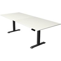 Kerkmann Move 4 elektrisch höhenverstellbarer Schreibtisch weiß rechteckig, T-Fuß-Gestell grau 250,0 x 100,0 cm von Kerkmann