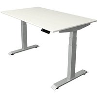 Kerkmann Move 4 elektrisch höhenverstellbarer Schreibtisch weiß rechteckig, T-Fuß-Gestell silber 140,0 x 80,0 cm von Kerkmann
