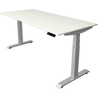 Kerkmann Move 4 elektrisch höhenverstellbarer Schreibtisch weiß rechteckig, T-Fuß-Gestell silber 180,0 x 80,0 cm von Kerkmann