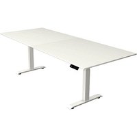 Kerkmann Move 4 elektrisch höhenverstellbarer Schreibtisch weiß rechteckig, T-Fuß-Gestell weiß 250,0 x 100,0 cm von Kerkmann