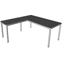 Kerkmann Prime Schreibtisch anthrazit L-Form, 6-Fuß-Gestell silber 180,0 x 180,0 cm von Kerkmann