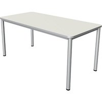 Kerkmann Prime Schreibtisch weiß rechteckig, 4-Fuß-Gestell silber 160,0 x 80,0 cm von Kerkmann