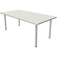 Kerkmann Prime Schreibtisch weiß rechteckig, 4-Fuß-Gestell silber 200,0 x 100,0 cm von Kerkmann