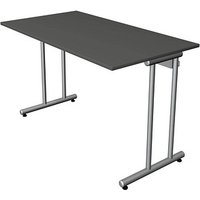 Kerkmann Smart office Schreibtisch anthrazit rechteckig, C-Fuß-Gestell silber 120,0 x 65,0 cm von Kerkmann