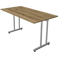 Kerkmann Smart office Schreibtisch eiche rechteckig, C-Fuß-Gestell silber 140,0 x 70,0 cm von Kerkmann