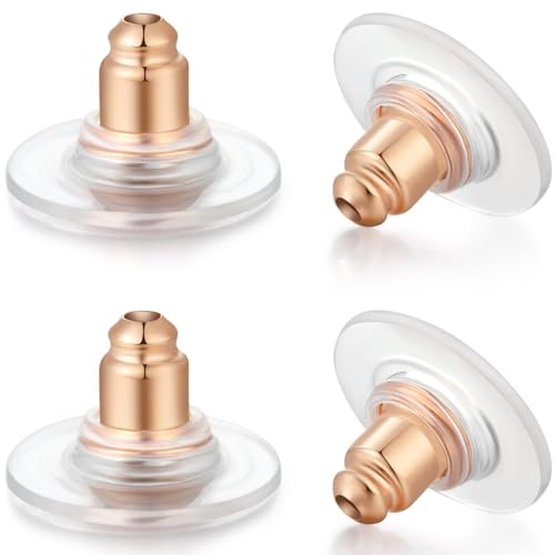 Kerryjewl Ohrring-Verschlüsse, flache Ohrring-Verschlüsse für Ohrstecker/Hängeohren, hypoallergen, sichere Schraubverschluss, Ohrring-Verschlüsse für schwere Ohrringe, Rose, 100 Stück von Kerryjewl