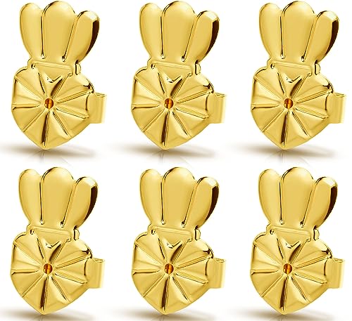 Kerryjewl Ohrring-Verschlüsse für hängende Ohren, 925er Sterlingsilber, verstellbare hypoallergene Ohrring-Verschlüsse für schwere Ohrringe, goldfarben, 3 Paar Kerryjewl Ohrring-Verschlüsse für hängende Ohren, 925er Sterlingsilber, verstellbare hypoallergene Ohrring-Verschlüsse für schwere Ohrringe, goldfarben, 3 Paar von Kerryjewl