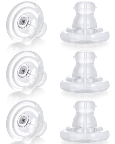 Ohrring-Verschlüsse, 18 Karat Gold, Silikon-Ohrring-Verschlüsse, Ersatz, hypoallergen, Silikon-Ohrring-Verschlüsse für Ohrstecker/Hängeohren (Silber) von Kerryjewl