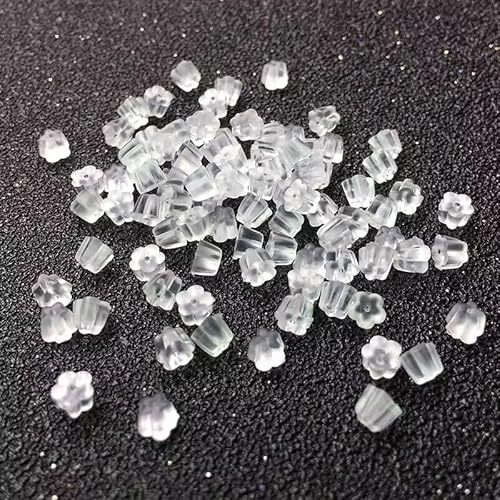 Ohrring-Verschlüsse aus Gummi, 100 Stück, weich, transparent, Ohrring-Verschlüsse für Ohrstecker, hypoallergenes Silikon, Ersatz für Damen (Blume) von Kerryjewl