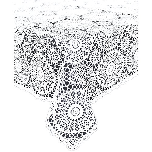 KERSTEN Tischdecke abwischbar wetterfest 'Crochet', 137 x 180cm, Weiß von Kersten