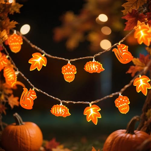 1,5M Lichterkette Herbst, 10 LED Herbstgirlande, Herbstdeko Innen, Herbstdeko Ahornblatt Lichterkette, Herbstgirlande Mit Licht, Für Erntedankfest Weihnachten Geburtstag Party von Kertaym