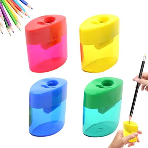 Anspitzer mit Behälter,Pencil Sharpene,Dosenspitzer,Senspitzer Dicke und Dünne Stifte für Schule Büro, 4 Farben (#A-4pcs) (A) von Kertaym