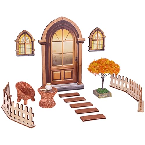 Halloween Wichteltür Set, 19 Stück Wichteltür zubehör, wichtelhaus, Holz-Kunststoff-Metall-Kombimaterial, Garten & Wohnzimmer Dekor für Wichtelhaus Sammler (A) von Kertaym
