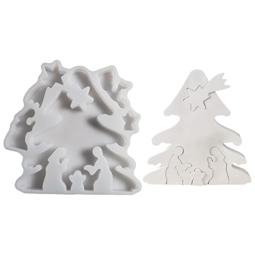 Kertaym Silikonformen Weihnachten Gießformen für Krippenornamente 20.4×19.9×2.2 cm Gips Harz Kerzen Bastelset mit Airbrush-Öffnungen von Kertaym